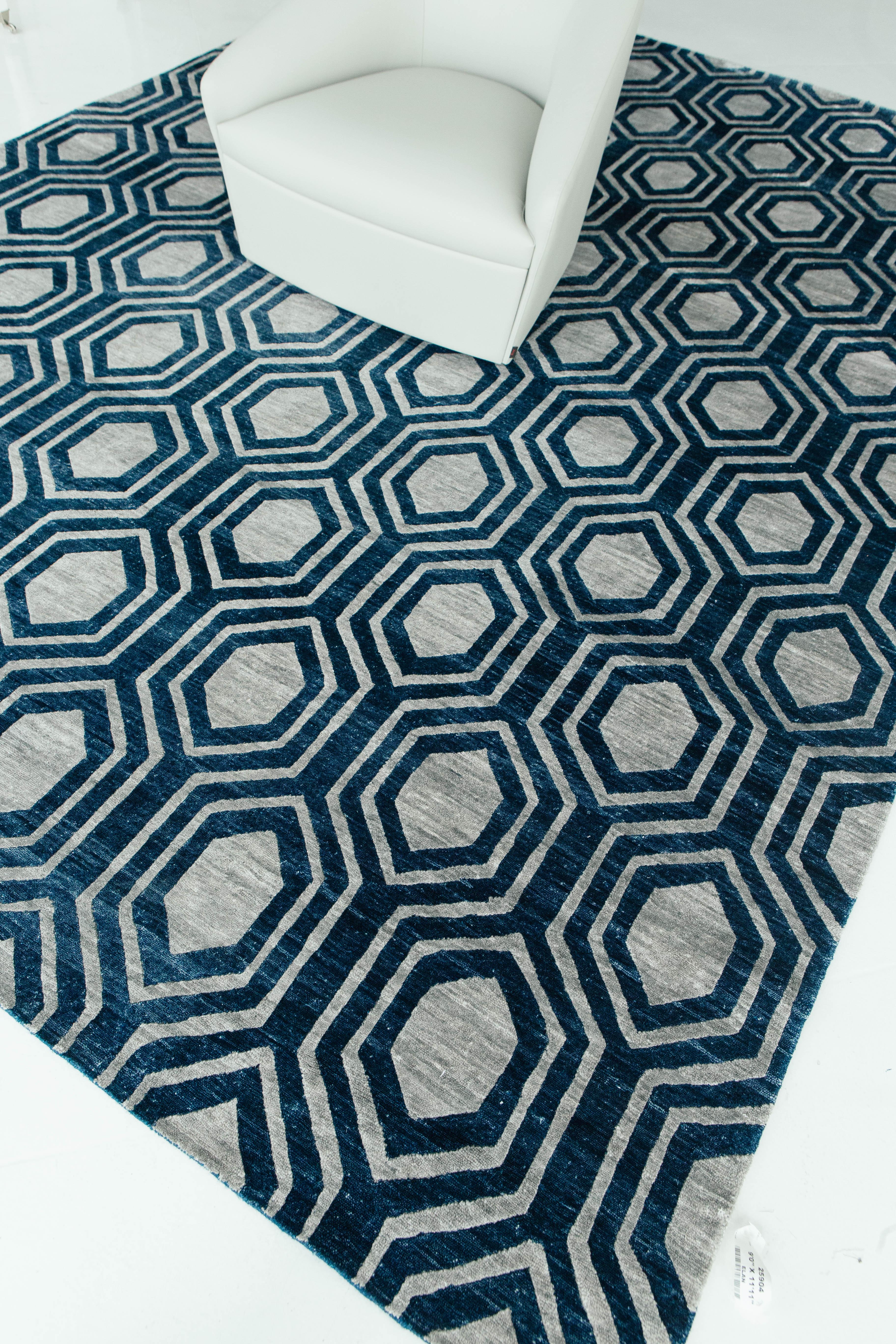 Tappeto Favo Design moderno in seta di bambù in vendita 8