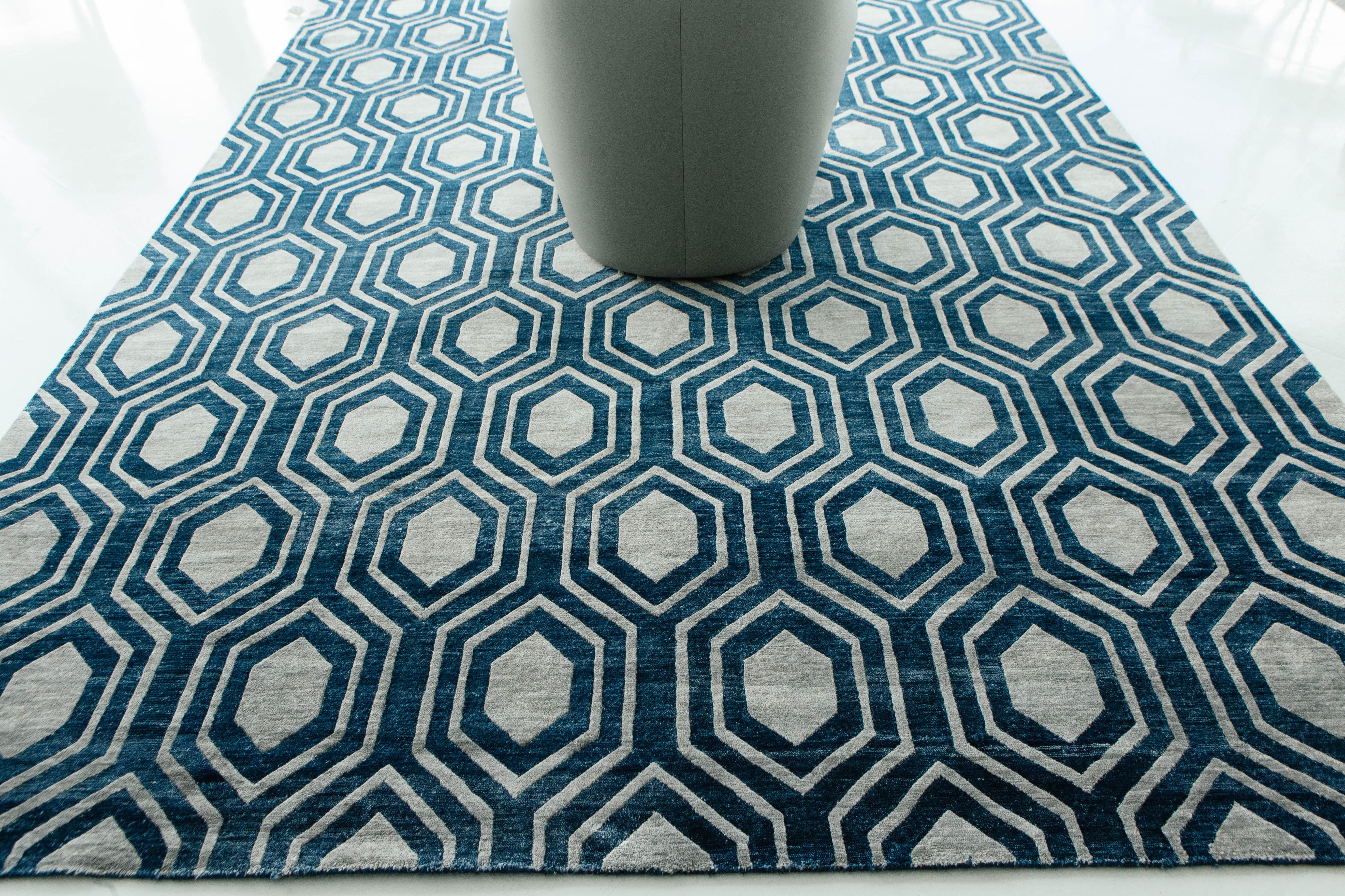 Favo-Teppich Modernes Design aus Bambus und Seide im Angebot 1