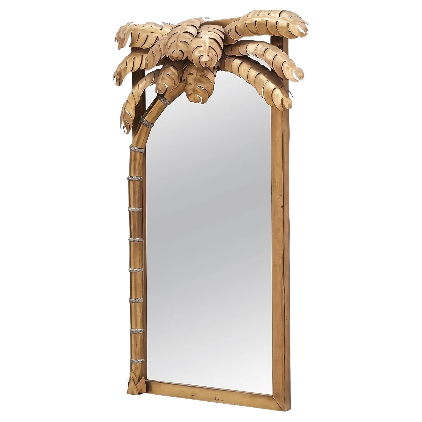 Fabulous exclusive piece of illuminated palm tree mirror by Maison Jansen