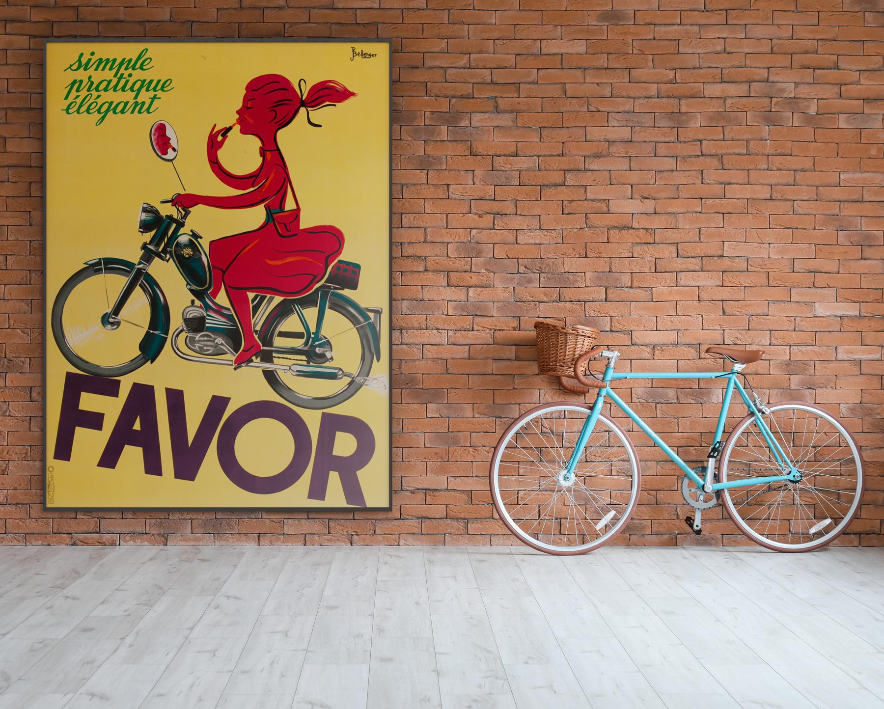 Favor c1950s Cartel Publicitario Moto Bellenger en Bueno estado para la venta en Bath, Somerset