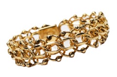 Mehr Gliederkette 14 Karat Gelbgold Retro-Armband mit Gliederkette