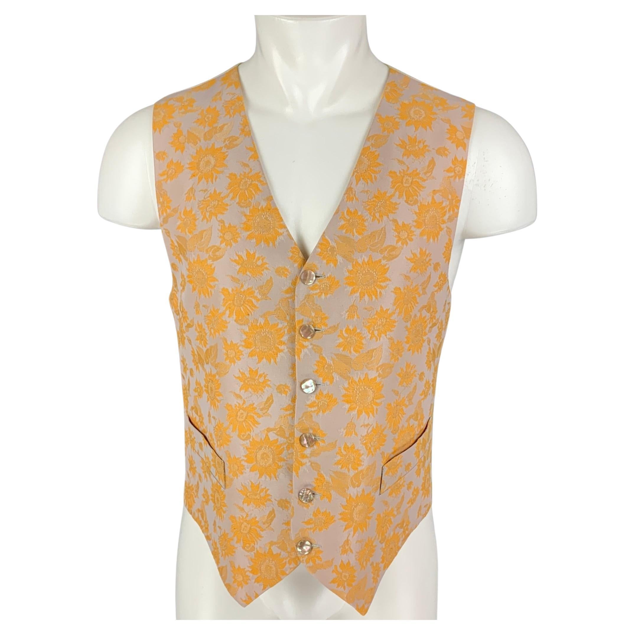 FAVOURBROOK Size 42 Orange Lavender Floral Cotton Rayon Vest