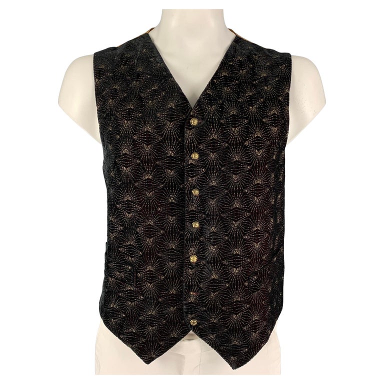 FAVOURBROOK Size 44 Burgundy Gold Embroidery Velvet Vest For Sale at ...