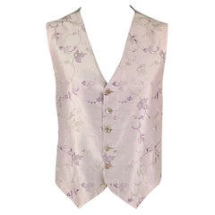 waistcoat with contrast embroidery FAVOURBROOK Size 46 Lavender Embroidery Silk Buttoned Vest
