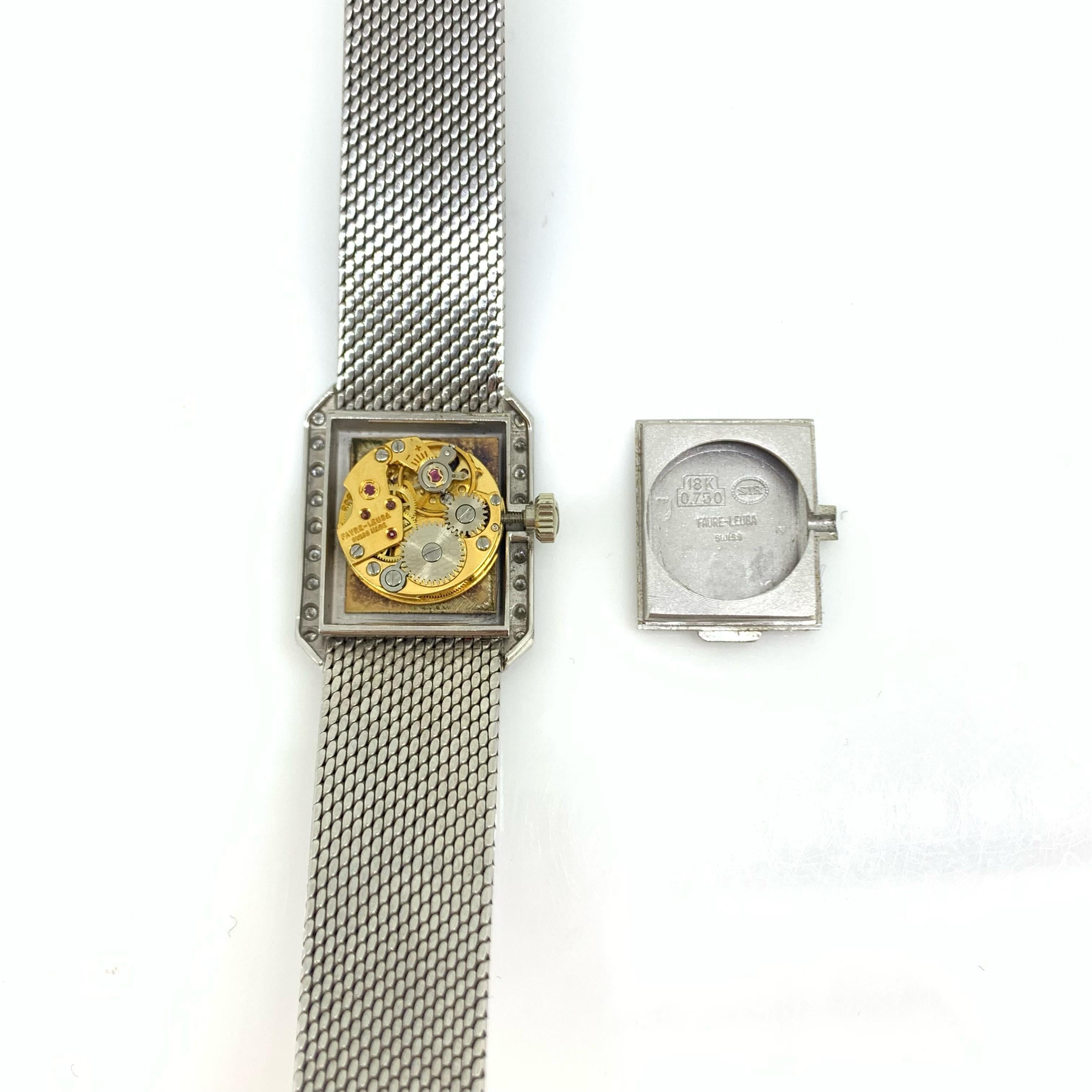 Favre Leuba Lady Diamond White Gold Manual Wind Wristwatch In Good Condition For Sale In London, GB