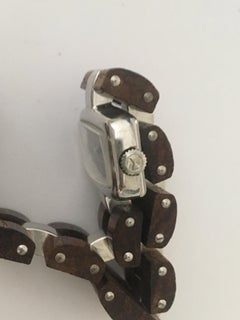 Favre Leuba Rosewood and Rodium Modernist Watch, circa 1970s