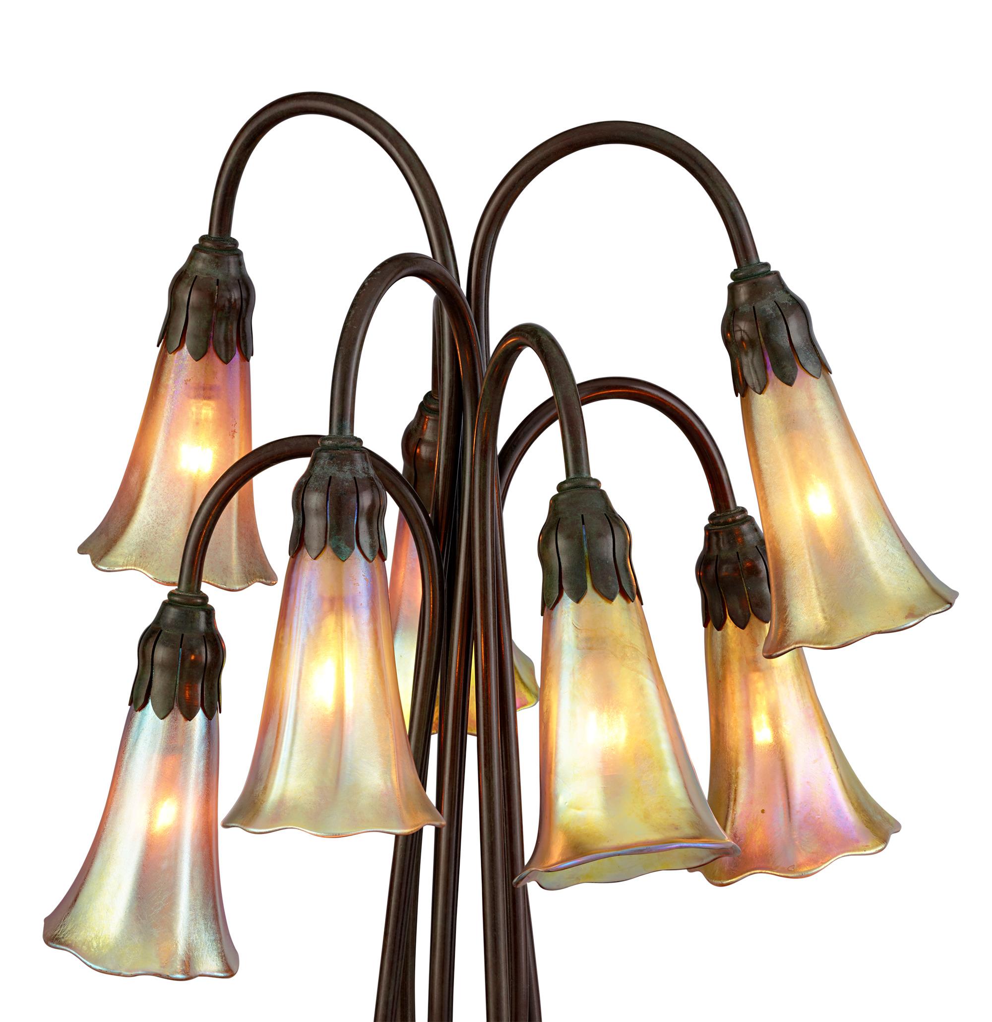 Art Nouveau Favrile Glass Lily Lamp by Tiffany Studios