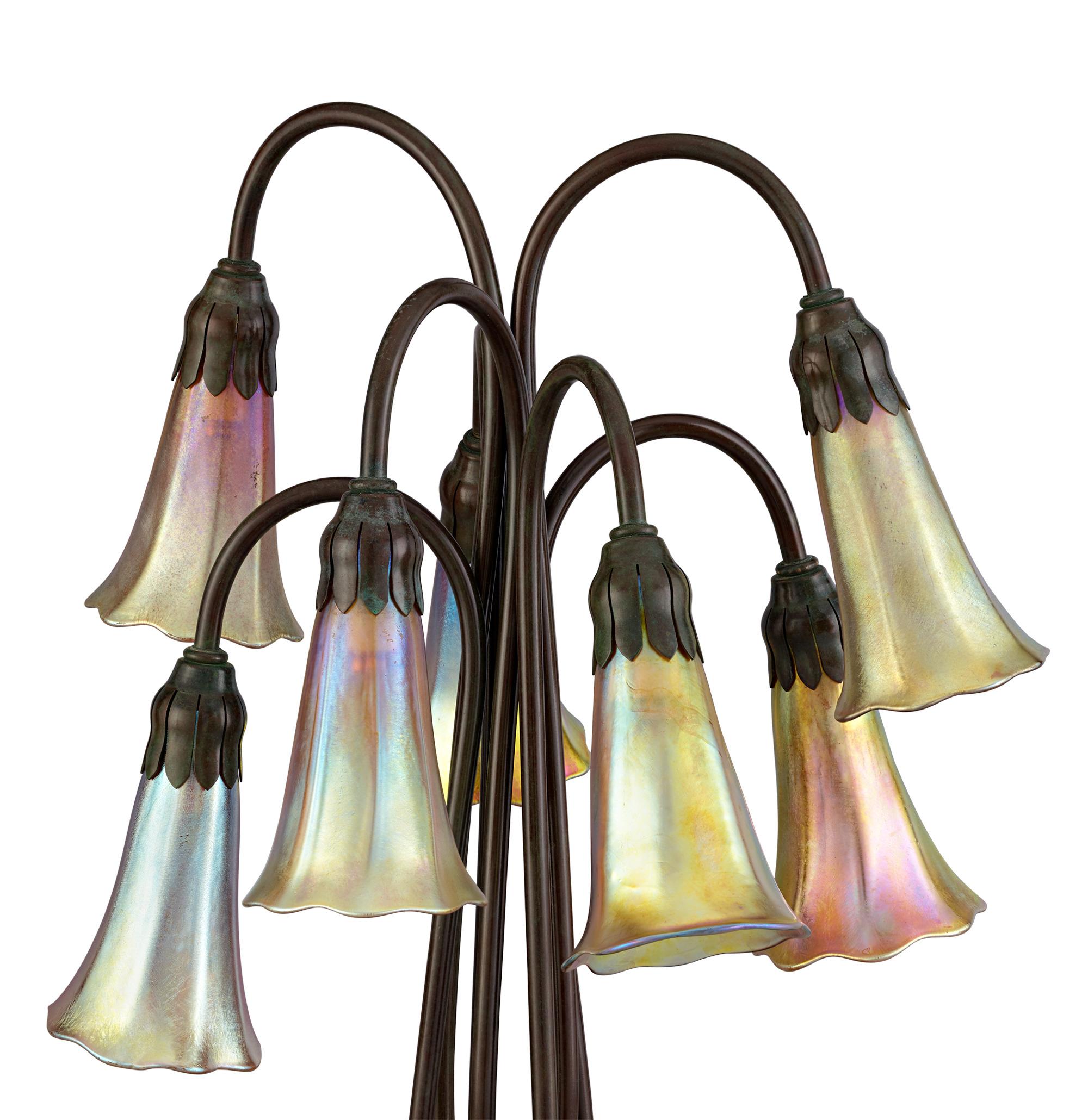American Favrile Glass Lily Lamp by Tiffany Studios