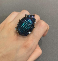 Favrile Glass Scarab Ring