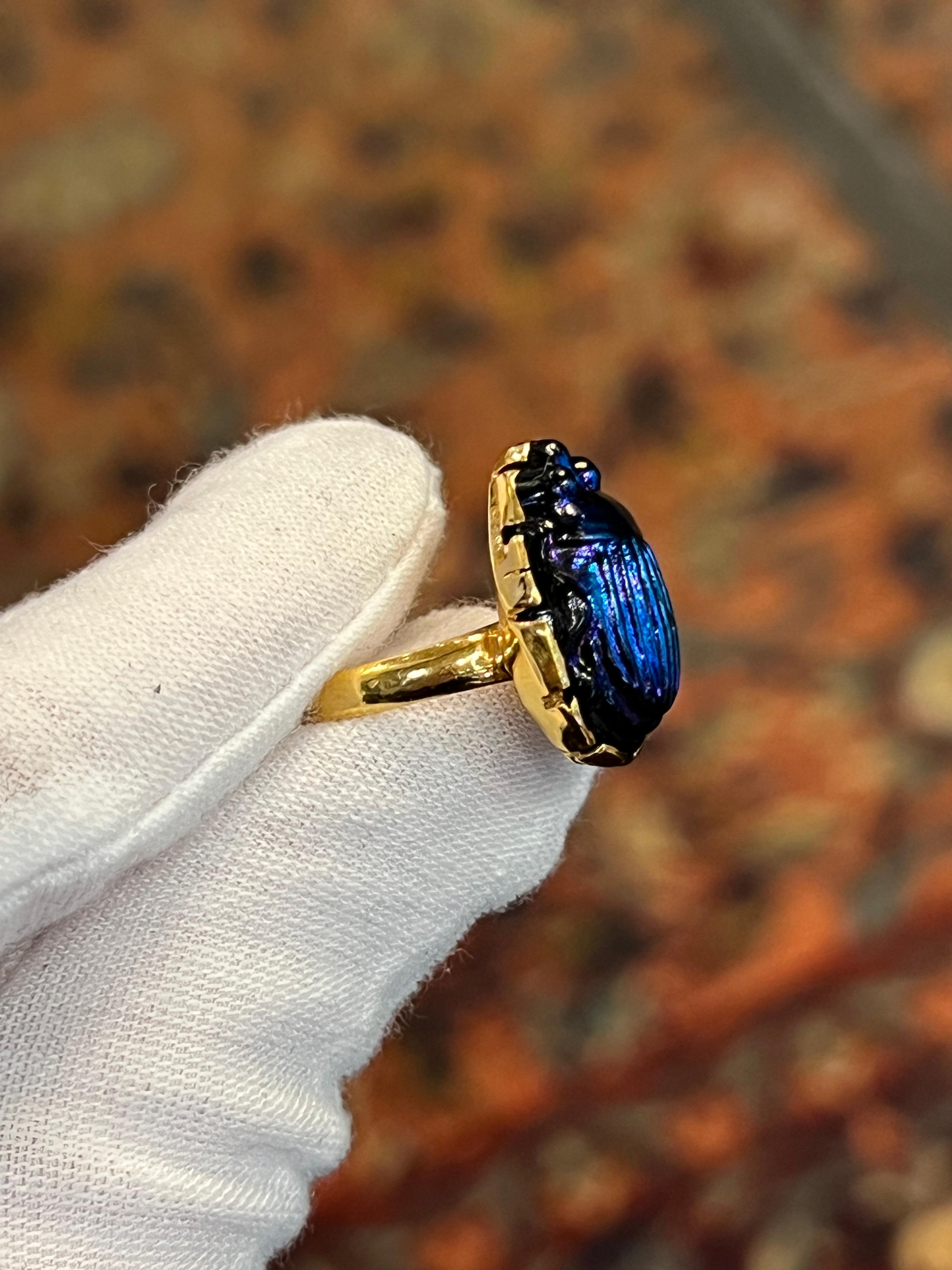 Women's Favrile Glass Scarab Ring For Sale