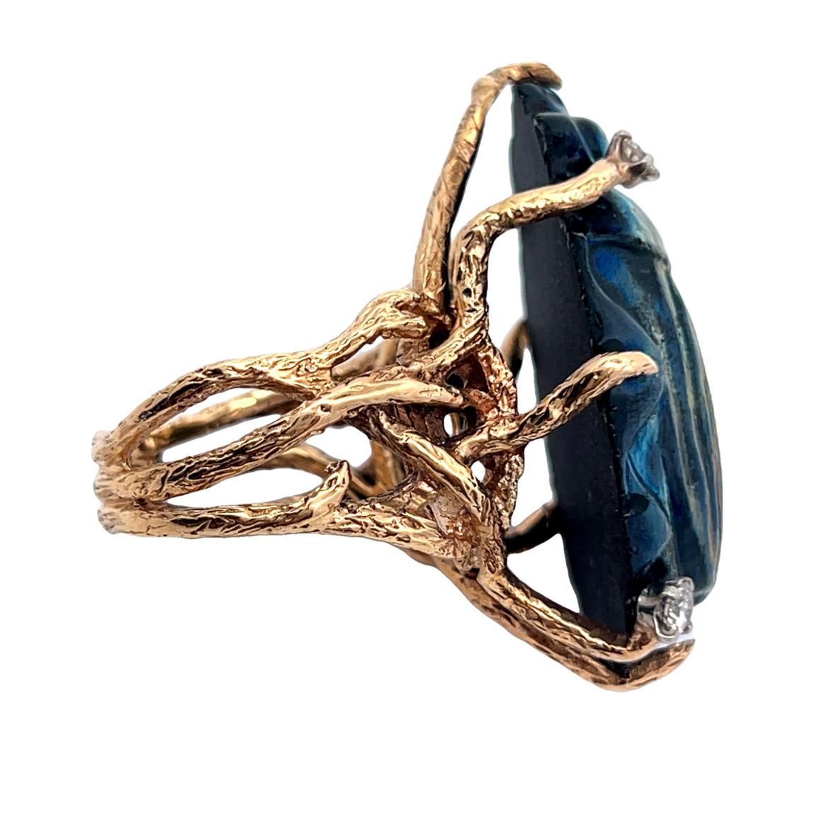Women's Favrile Glass Scarab Ring For Sale