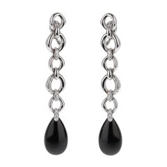 Fawaz Gruosi de Grisogono Boucles d'oreilles pendantes en céramique or blanc 18k et diamants