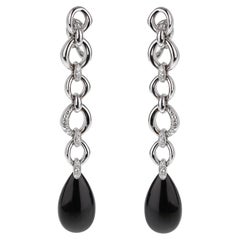 Fawaz Gruosi de Grisogono Boucles d'oreilles pendantes en céramique or blanc 18k et diamants