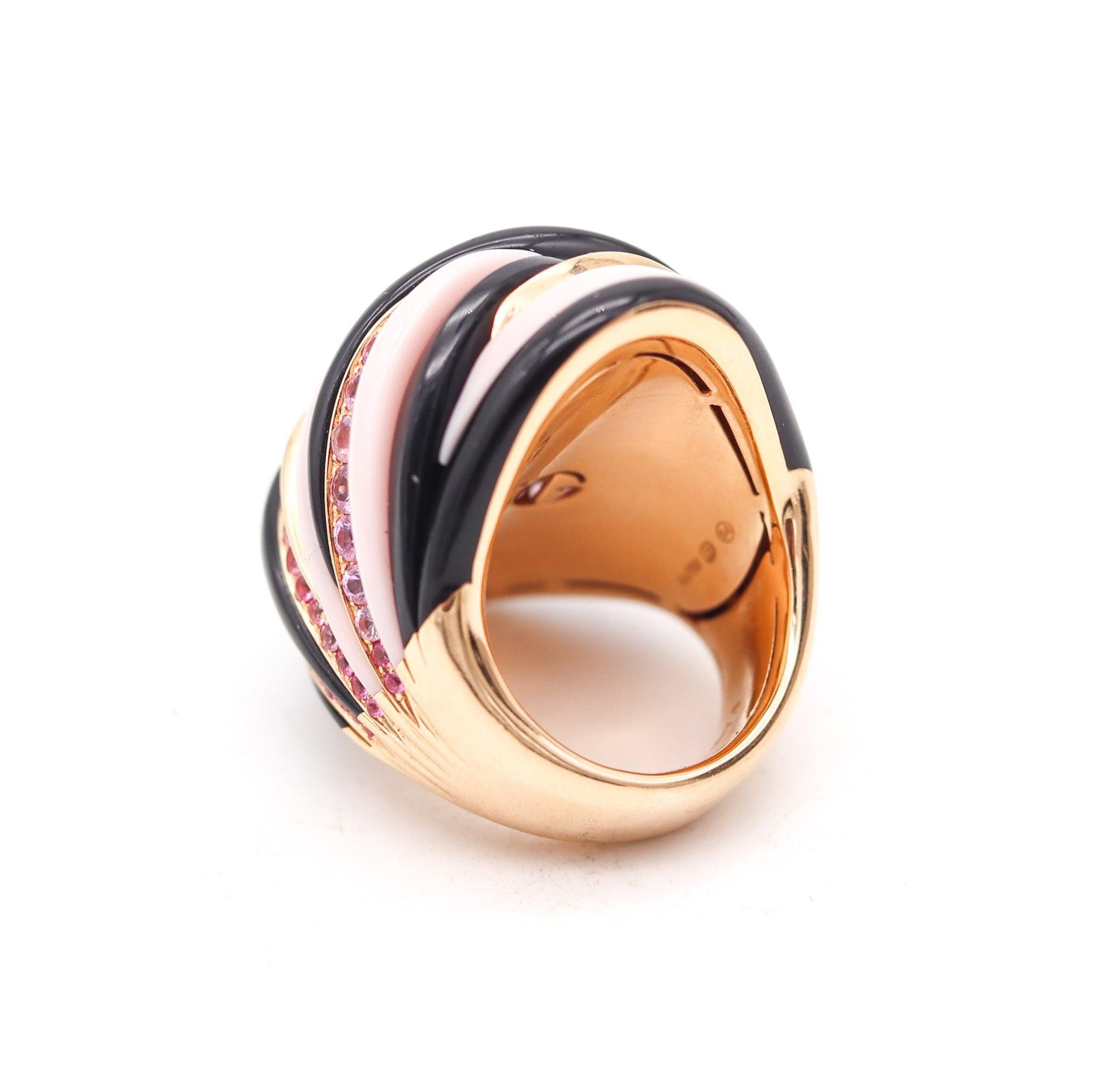 Brilliant Cut FAWAZ GRUOSI Sculptural Cocktail Ring In 18Kt Gold With 3.76 Ctw Pink Sapphires For Sale