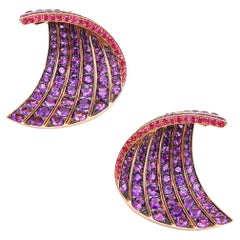 Fawaz Gruosi Orecchini Sculptural Waves in oro 18kt 23,14ctw in zaffiri rosa