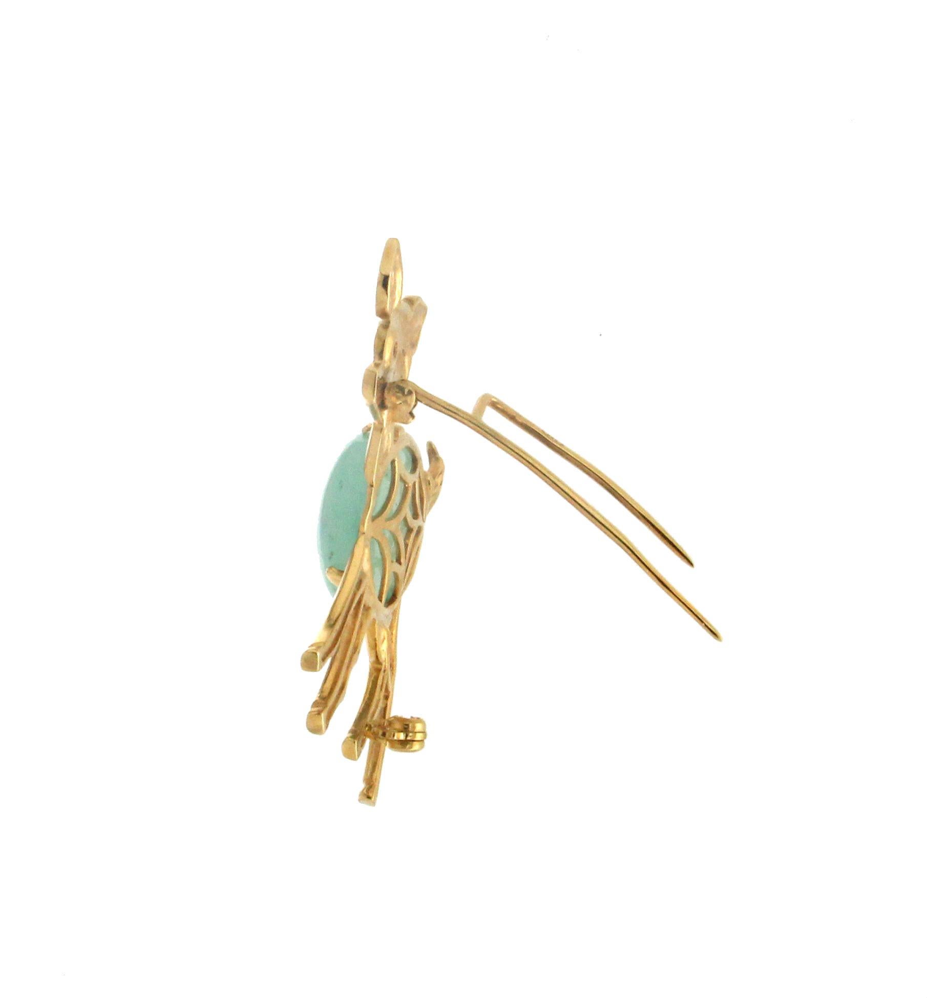 Fawn 14 karat Yellow Gold Chalcedony Brooch In New Condition In Marcianise, IT