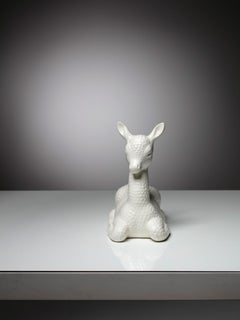 "Fawn" Ceramic Sculpture by Gariboldi for San Cristoforo - Ginori, Italy, 1930s