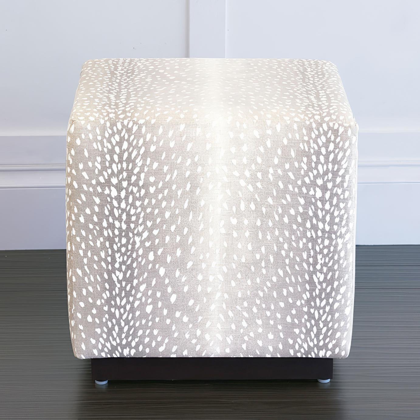 Art Deco Fawn Grey Cube Ottoman For Sale