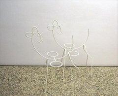 Fawn-Shaped Pot Holders in Painted Metal, 1960s