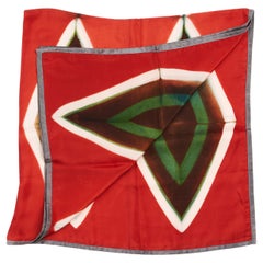 Fawn Square Silk Modern Artisanal Scarf In Multicolor Hand Crafted Shibori Print