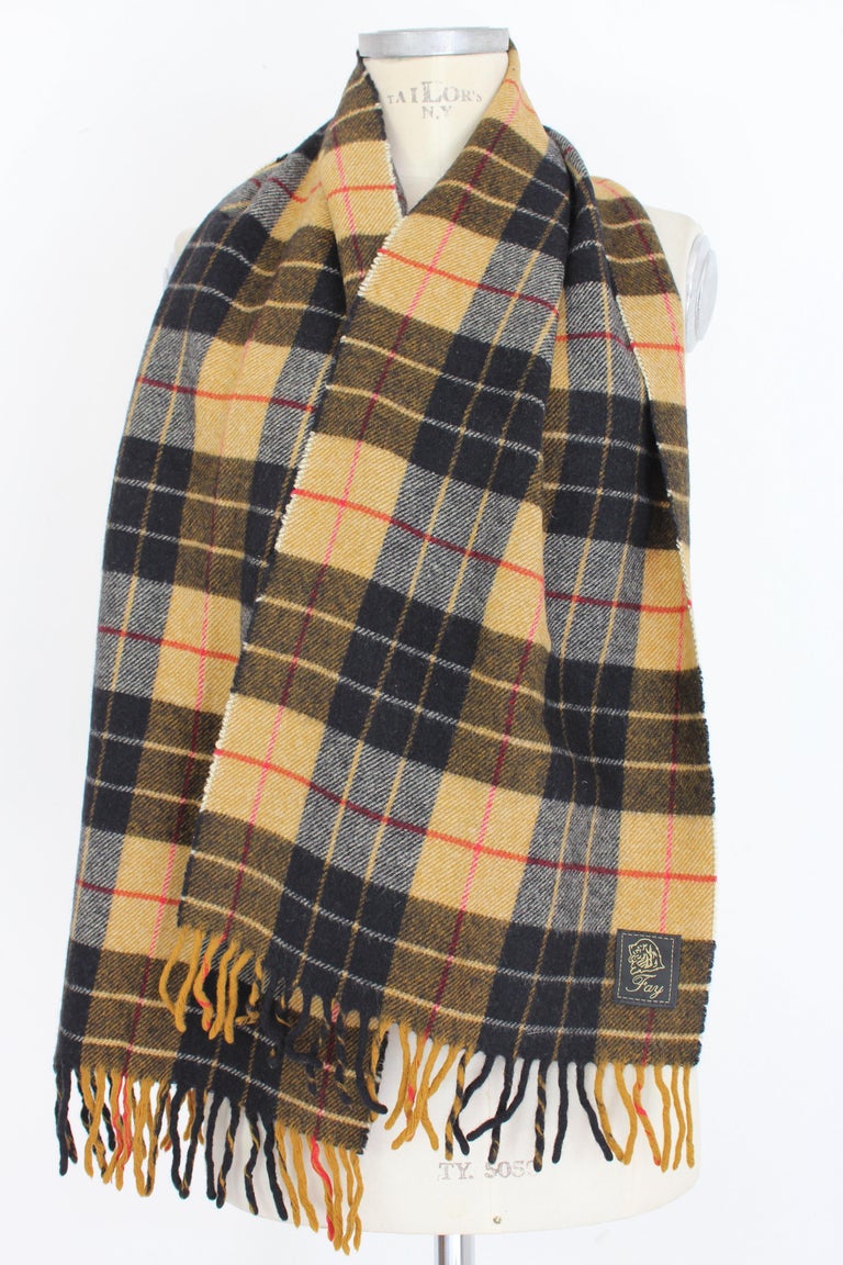 Sciarpa a quadri in lana Fay Beige Blu su 1stDibs sciarpa fay donna