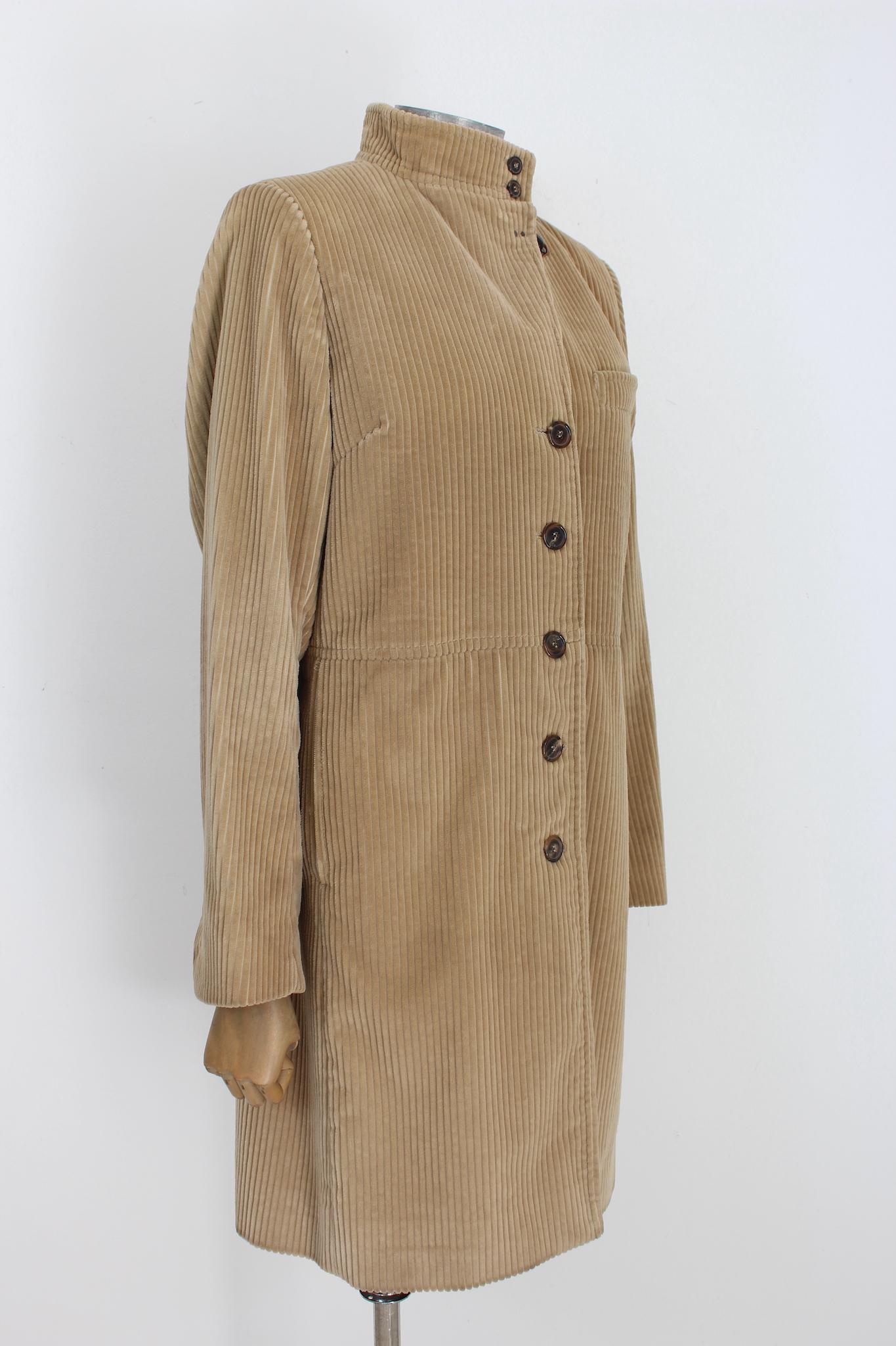 Women's Fay Beige Velvet Ribbed Vintage Classic Jacket 2000s