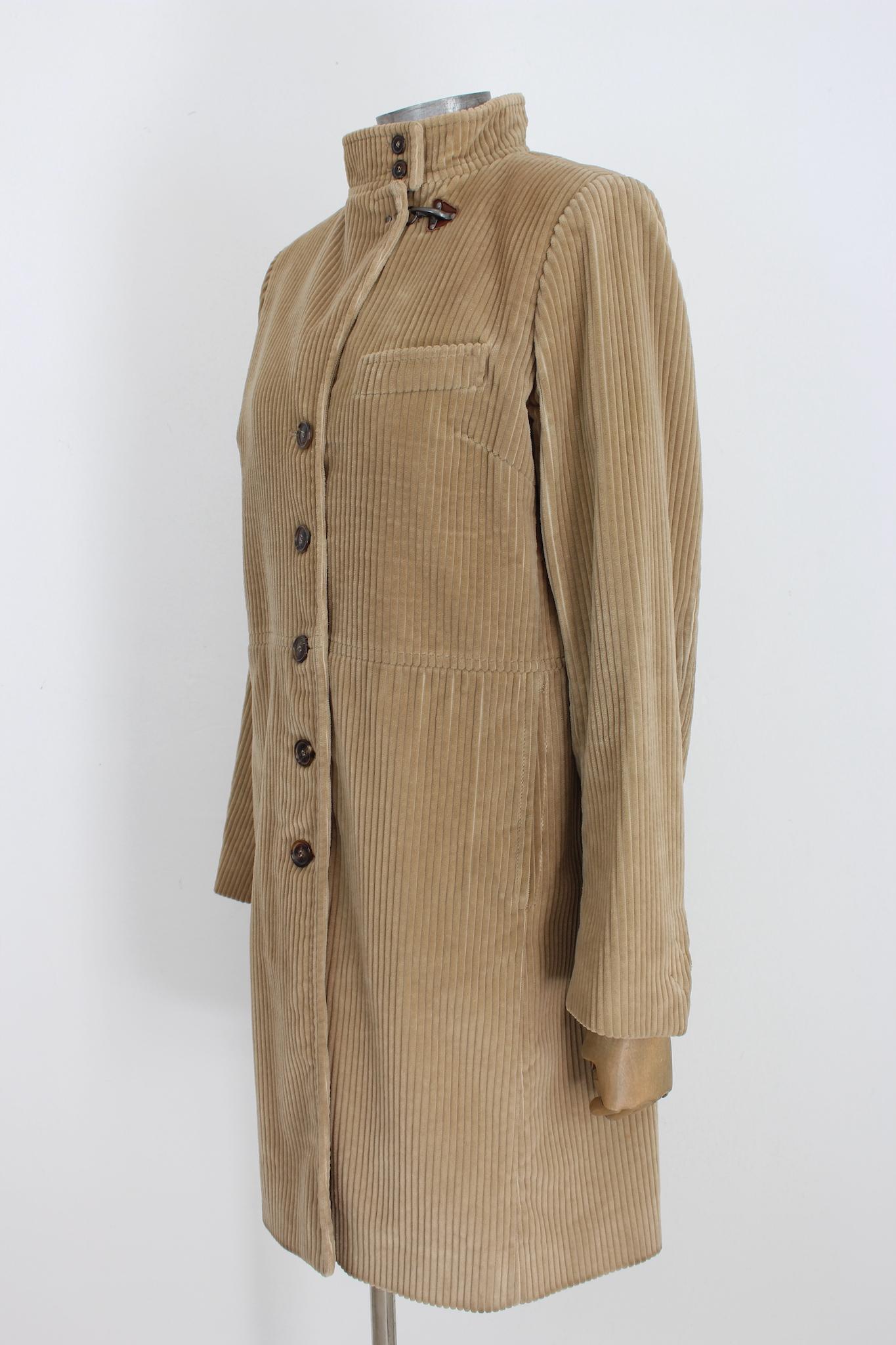 Fay Beige Velvet Ribbed Vintage Classic Jacket 2000s 1