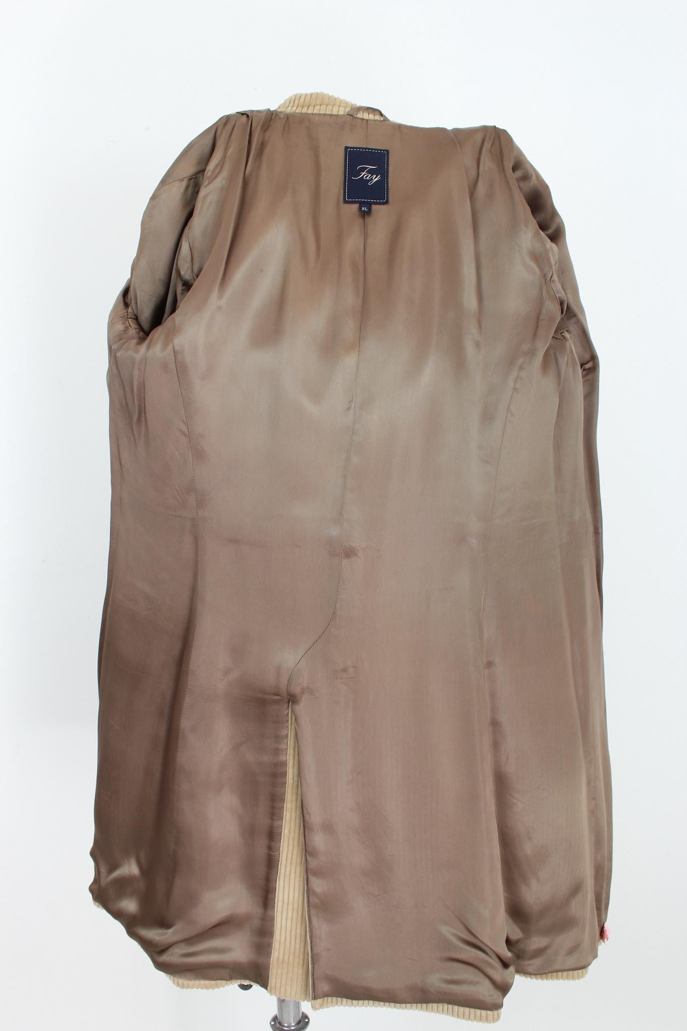 Fay Beige Velvet Ribbed Vintage Classic Jacket 2000s 3