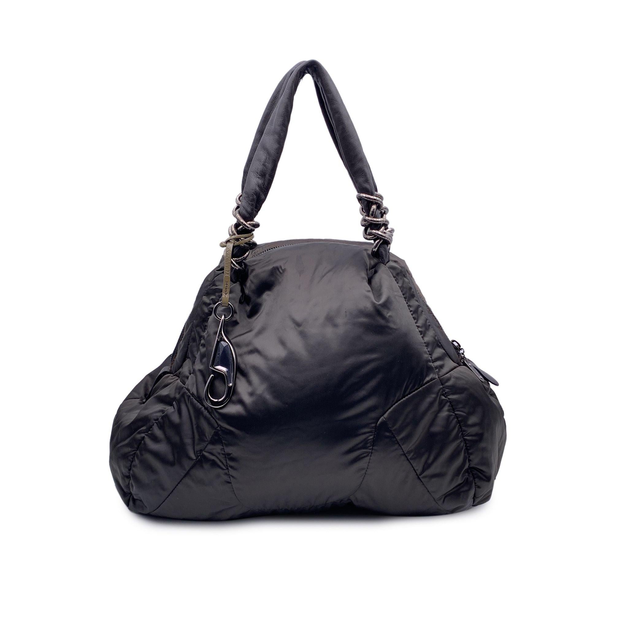 Fay Black Shiny Nylon Puffer Tote Shoulder Bag In Good Condition For Sale In Rome, Rome