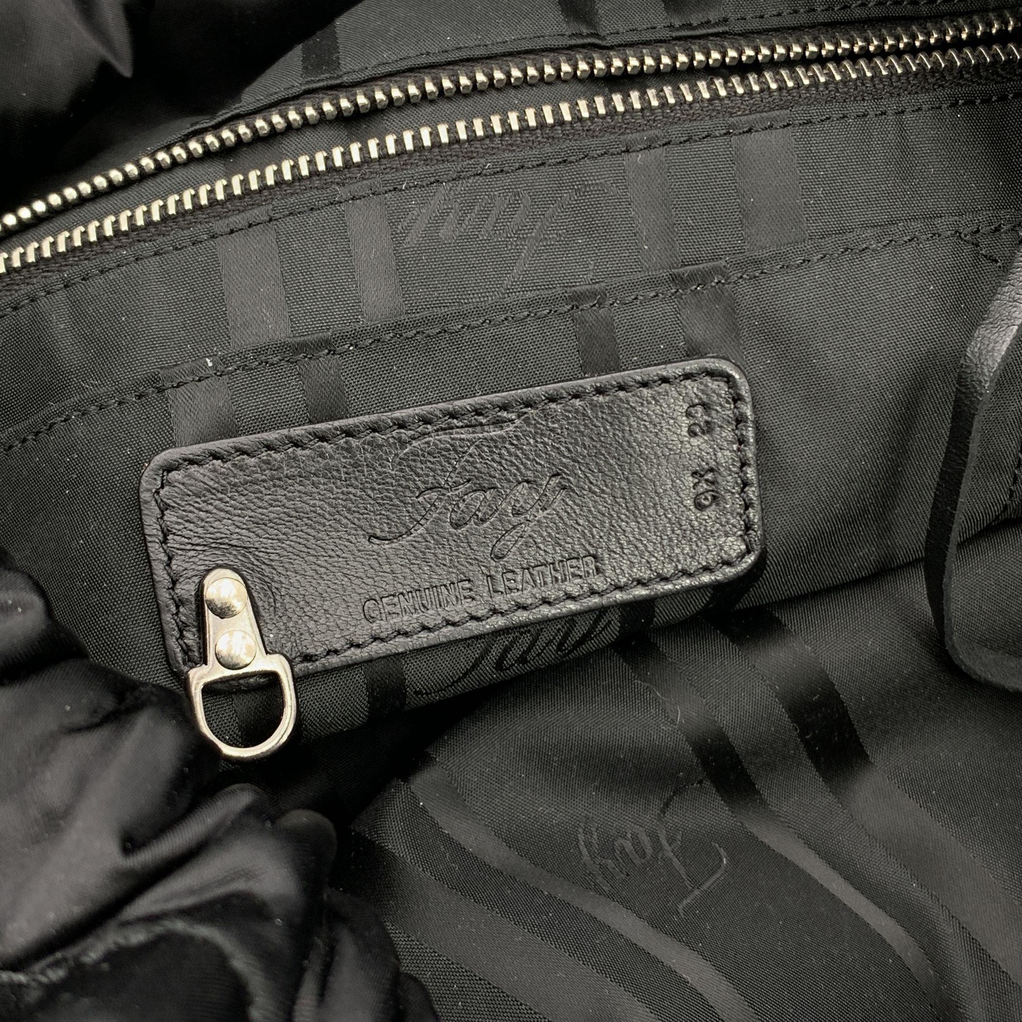 Fay Black Soft Leather and Nylon Canvas Tote Shoulder Bag 2