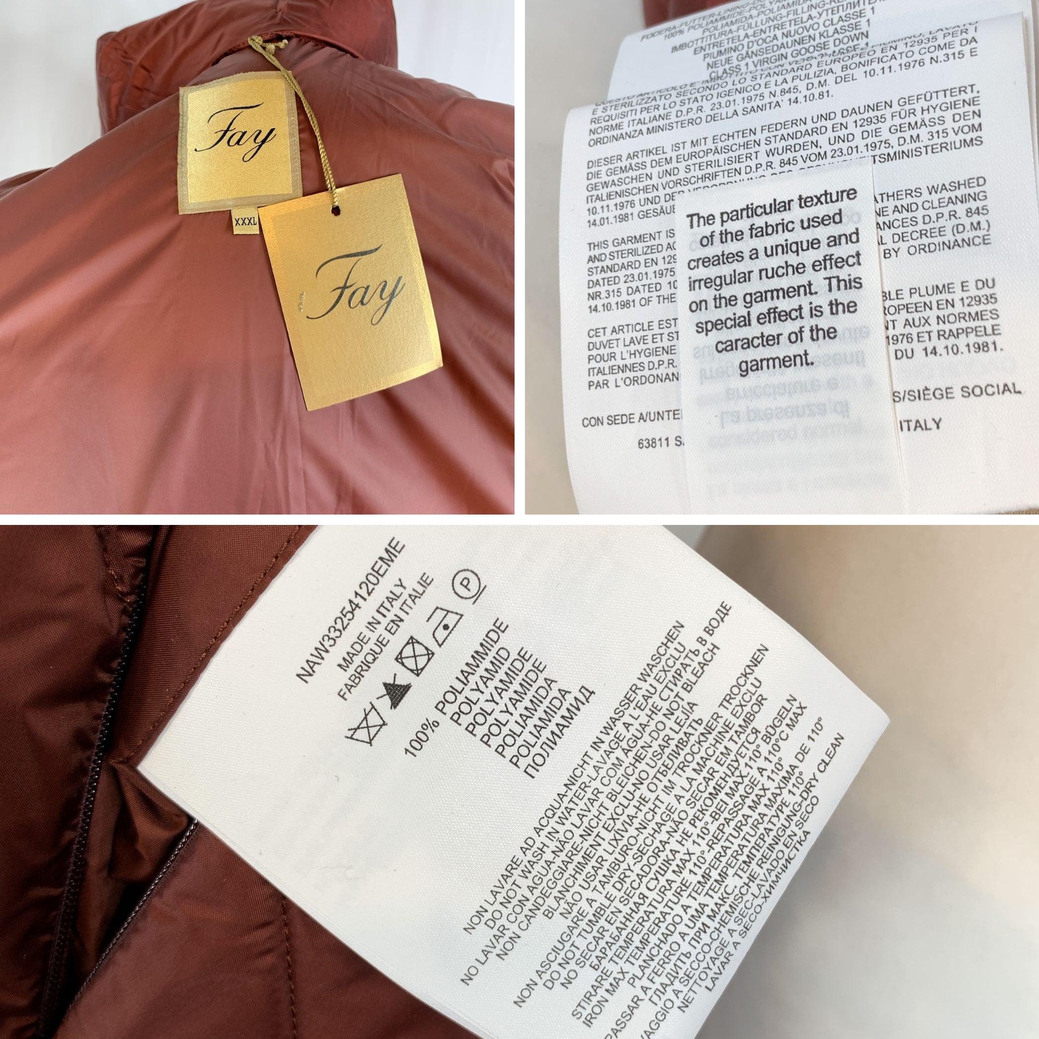 Fay Burgundy Red Nylon Winter Padded Down Coat Size XXXL For Sale 2