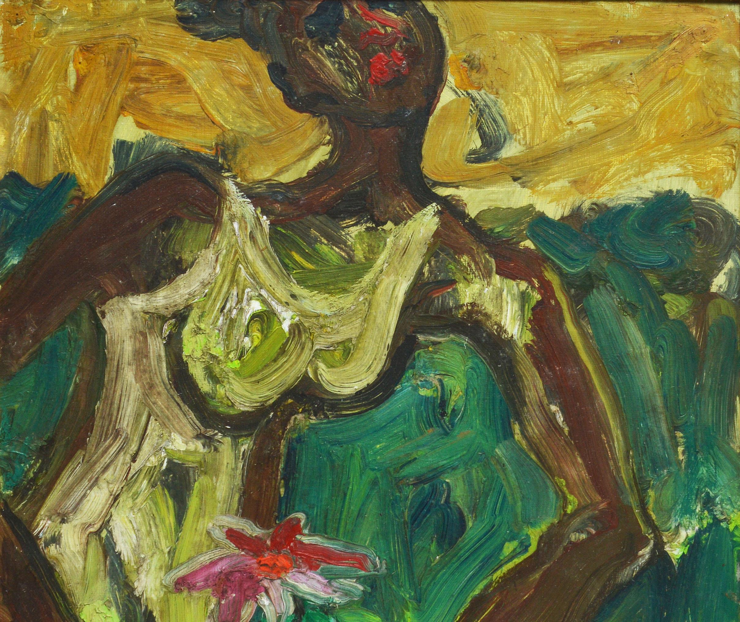 Modernist Portrait of a Woman with Flowers by Fay Peck 1