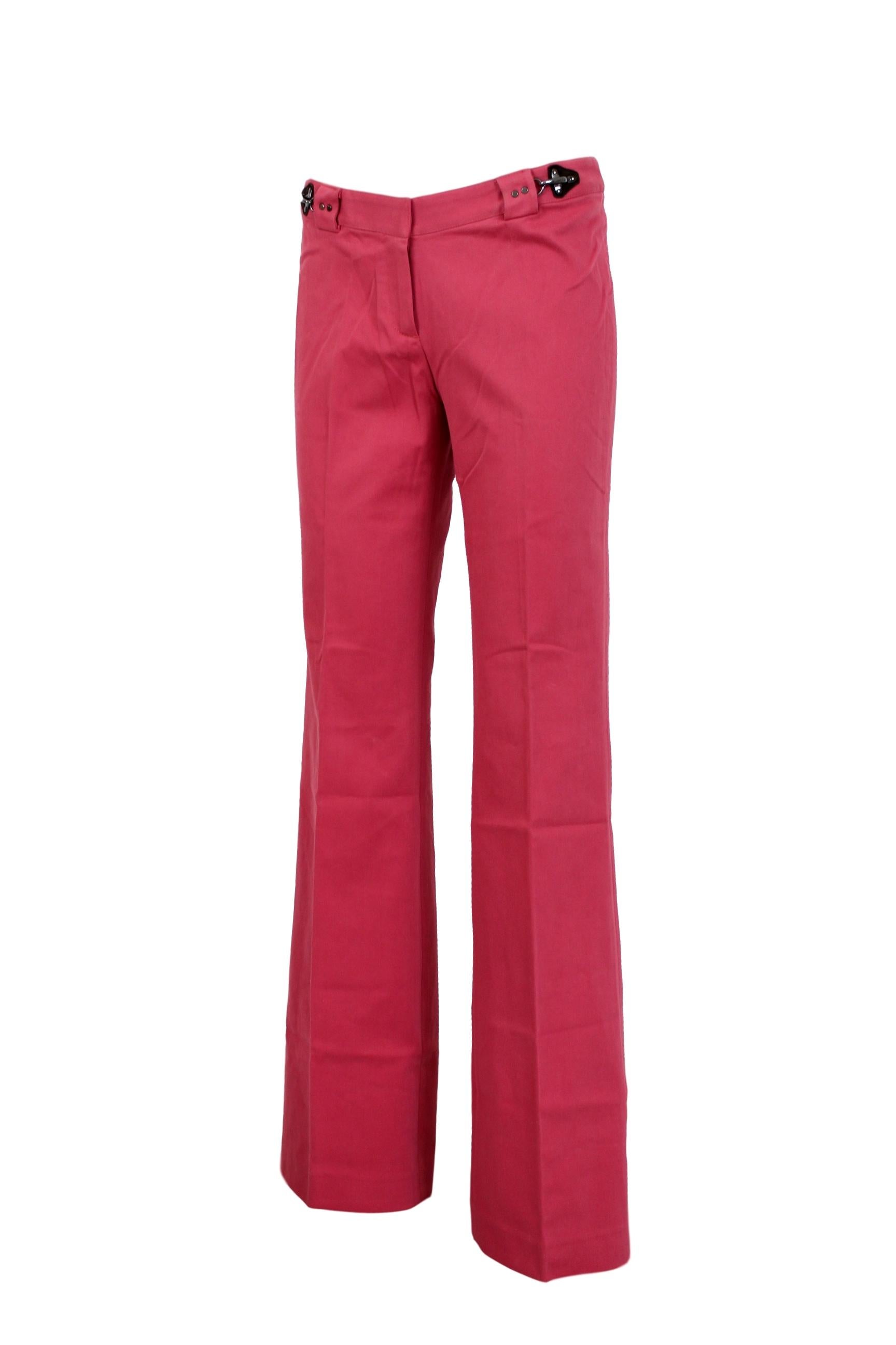 Women's Fay Pink Cotton Classic Wide Leg Flared Trousers 