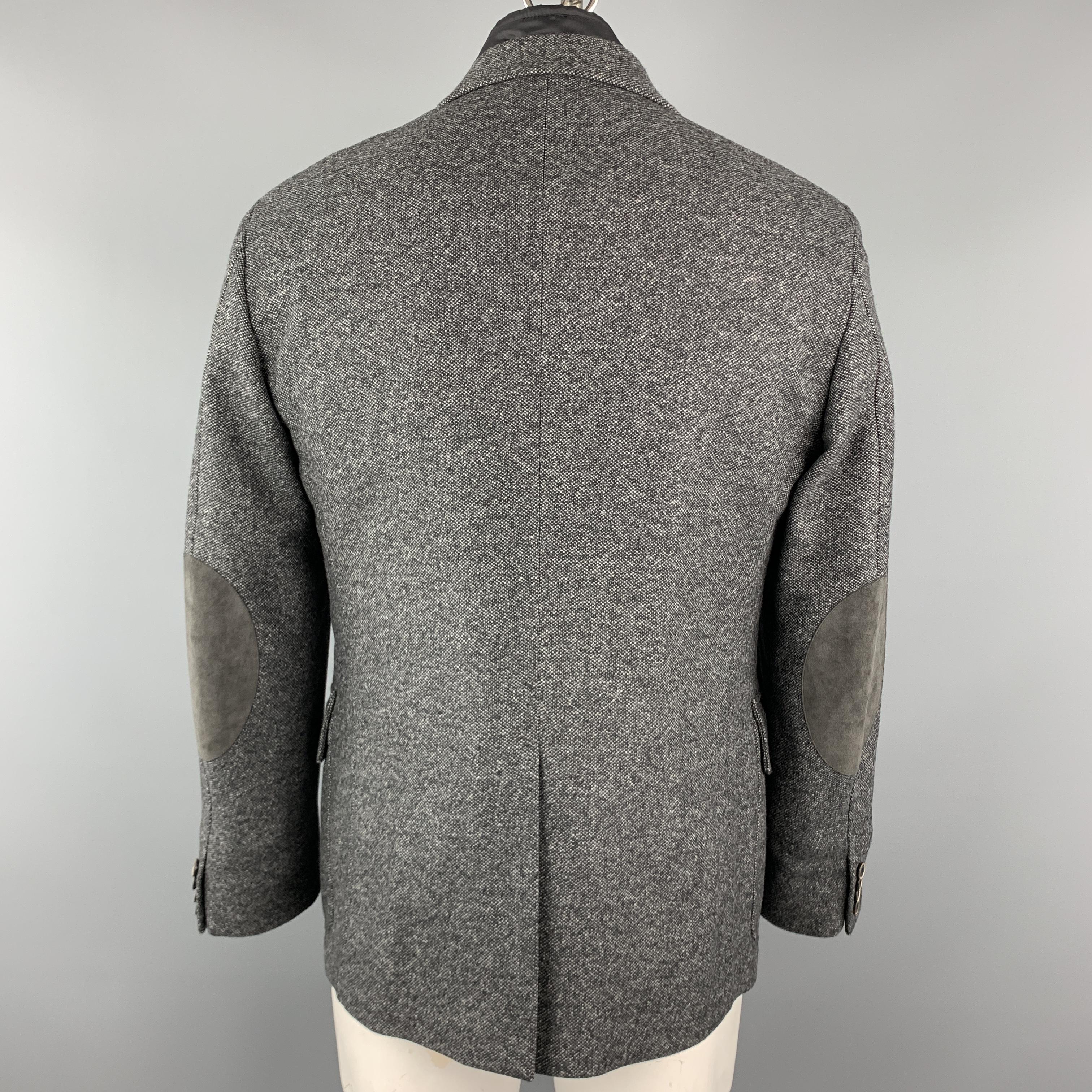 FAY Size M Gray Heather Polyamide Notch Lapel Detachable Vest Jacket In Excellent Condition In San Francisco, CA