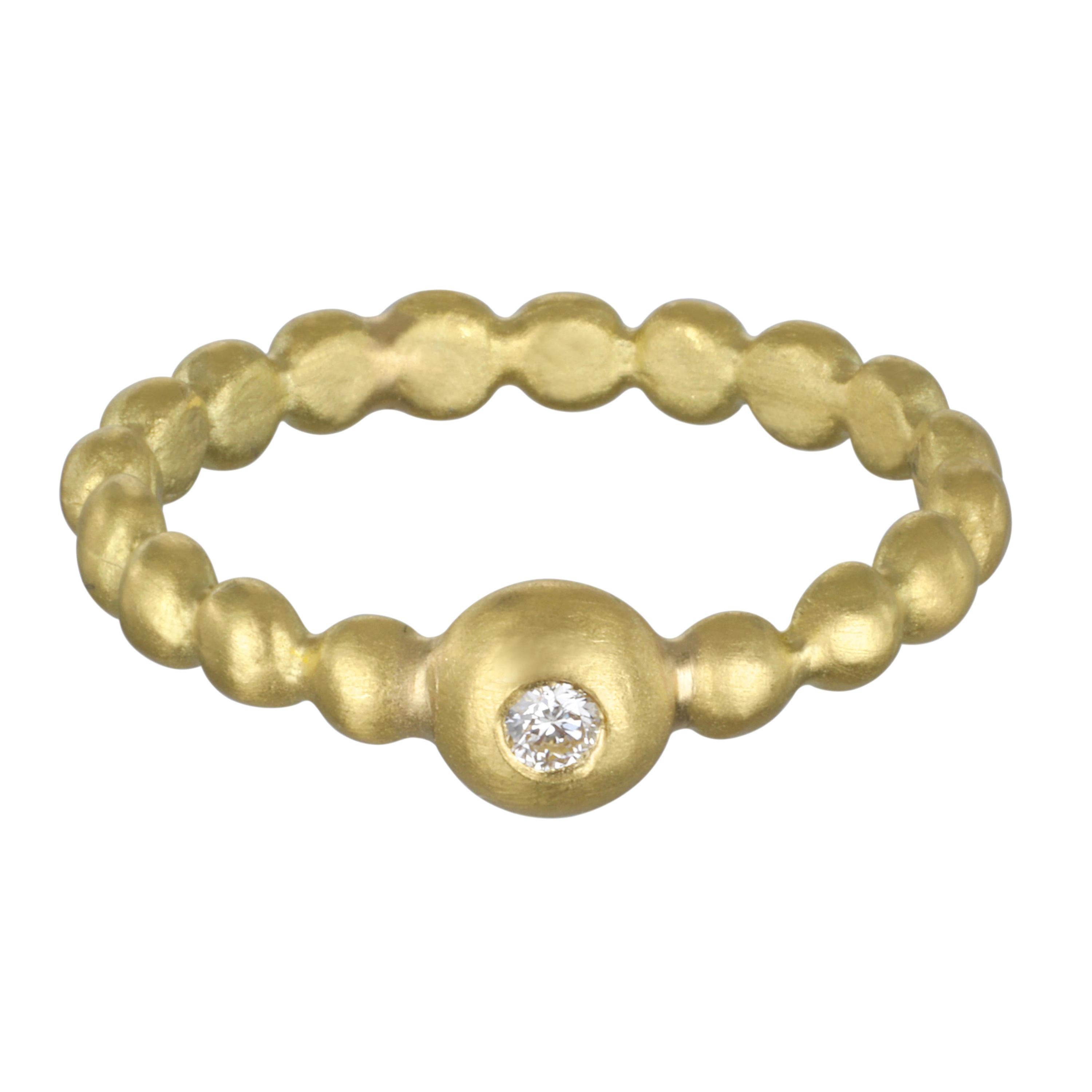 Faye Kim 18 Karat Gold Diamond Bead Stack Ring