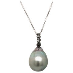 Faye Kim 18 Karat Gold Diamond Grey Tahitian Baroque Pearl Pendant Necklace