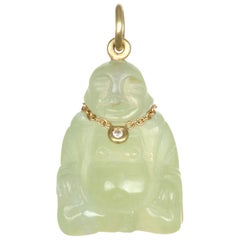 Faye Kim Collier Bouddha en or 18 carats, diamants et jade