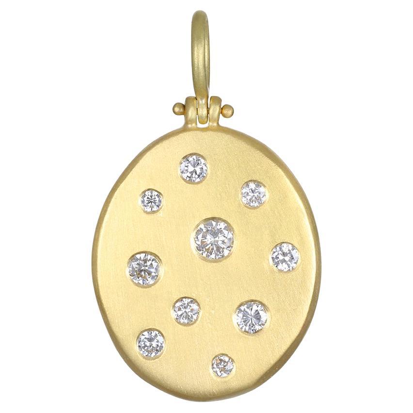 Faye Kim 18 Karat Diamond Large Hinged Dog Tag Pendant 