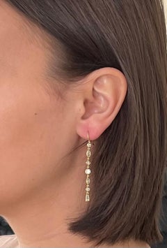 Faye Kim 18 Karat Fancy Shaped Diamond Line Earrings