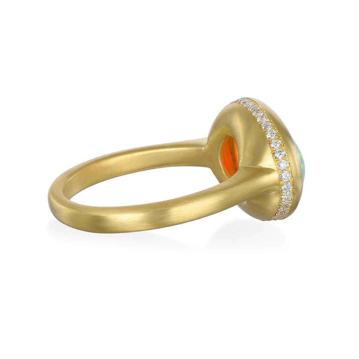 Oval Cut Faye Kim 18 Karat Gold Corcoran Field Crystal Opal and Diamond Ring