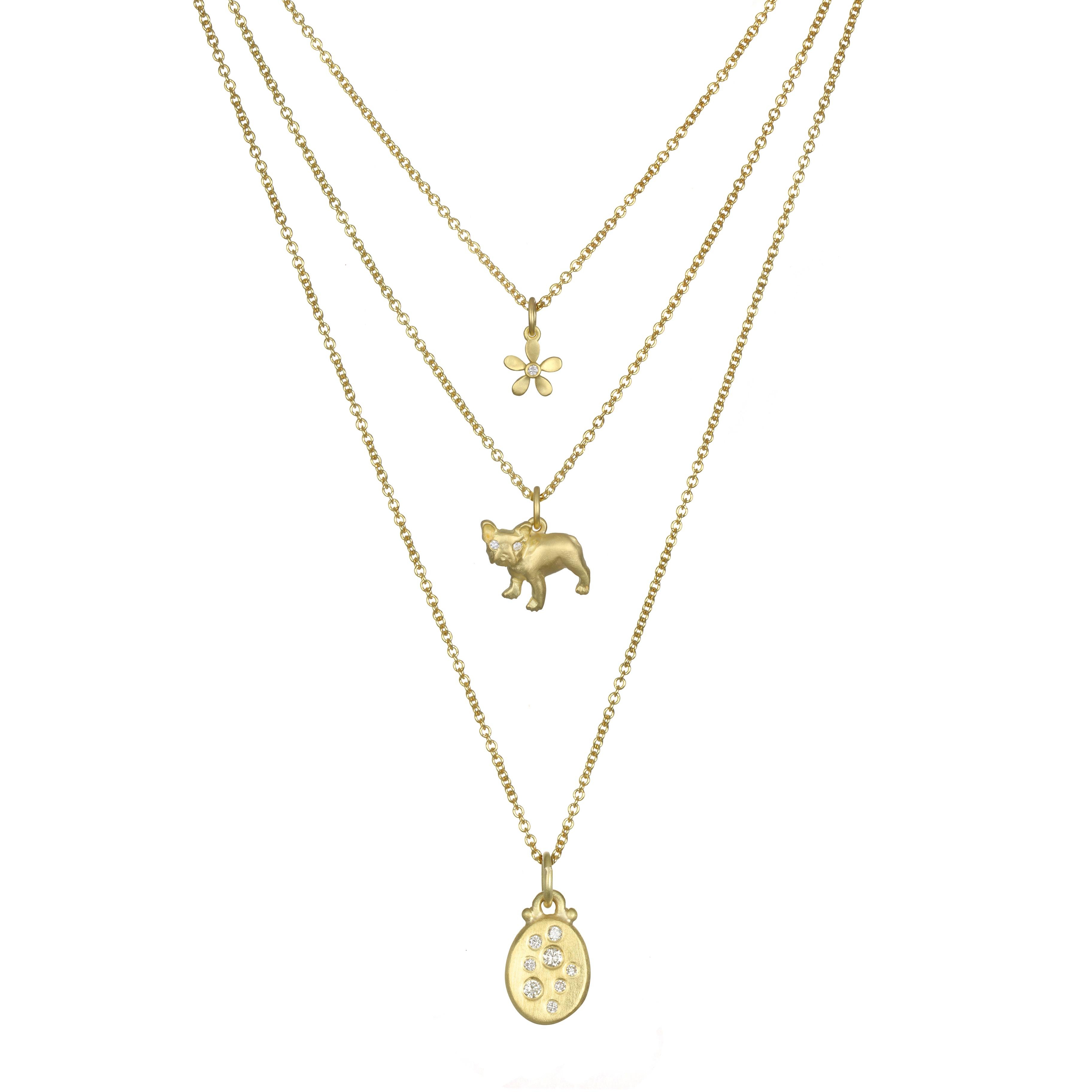 Contemporary Faye Kim 18 Karat Gold and Diamond French Bulldog Charm For Sale