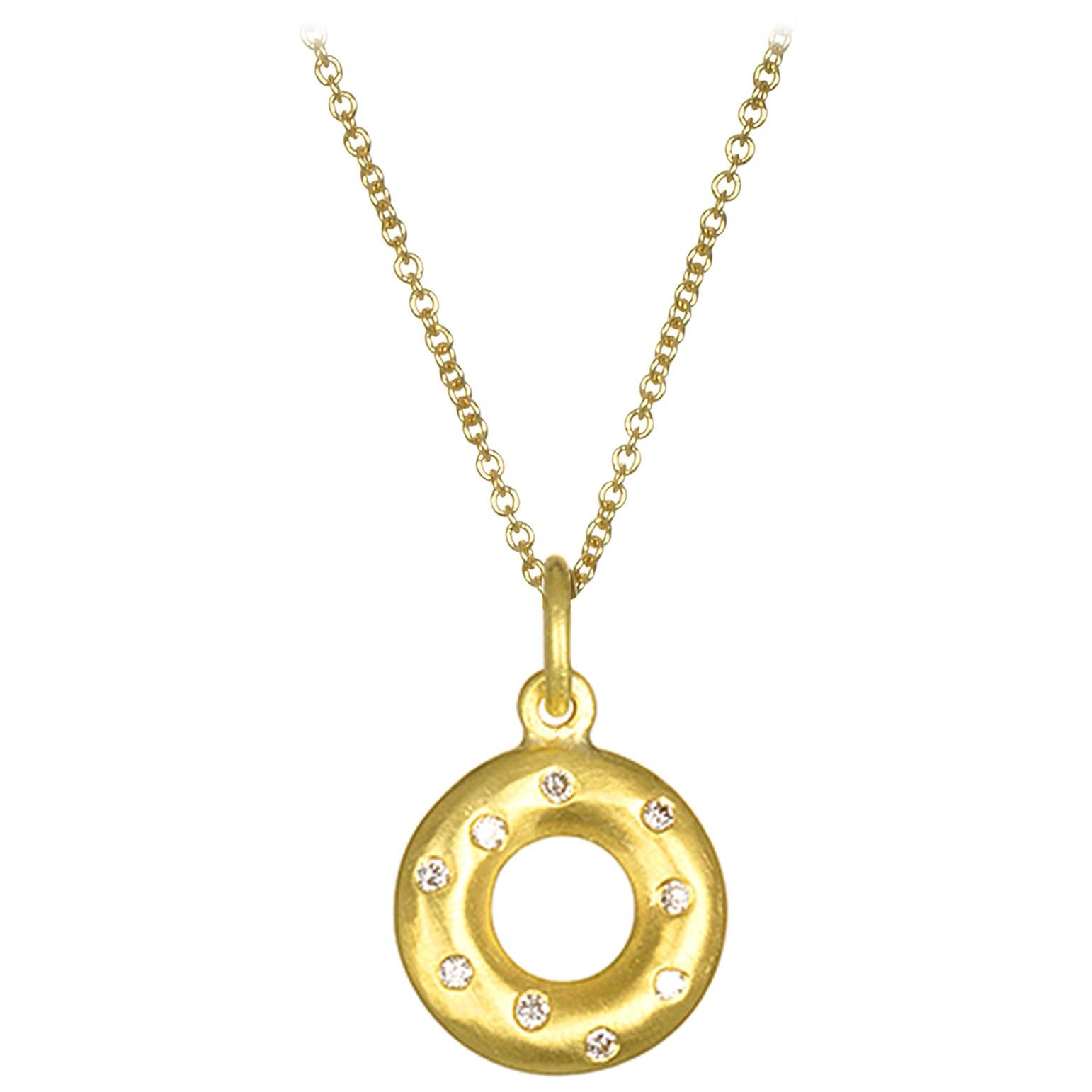 Faye Kim 18 Karat Gold and Diamond Lifesaver Necklace For Sale