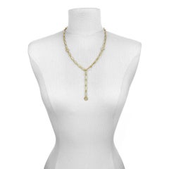 Faye Kim 18 Karat Gold and Diamond Paperclip Link Lariat Necklace