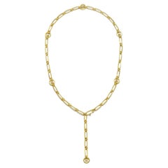 Faye Kim 18 Karat Gold and Diamond Paperclip Link Lariat Necklace