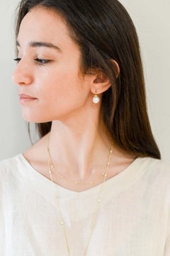 Faye Kim 18 Karat Gold and Diamond Station Necklace, .60ctw, 30" adjustable