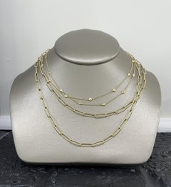 Faye Kim 18 Karat Gold and Diamond Station Necklace