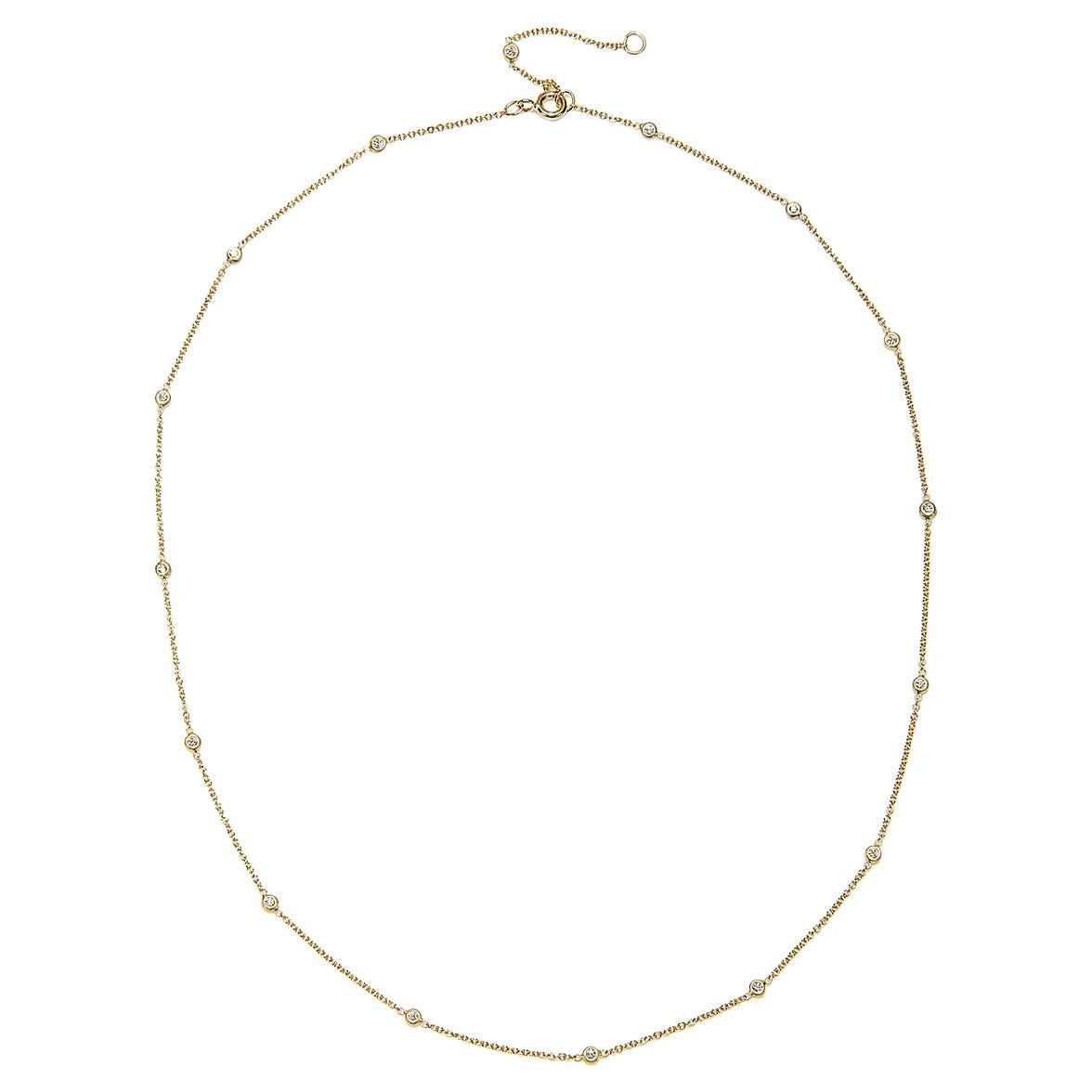 Faye Kim 18 Karat Gold and Diamond Station Necklace