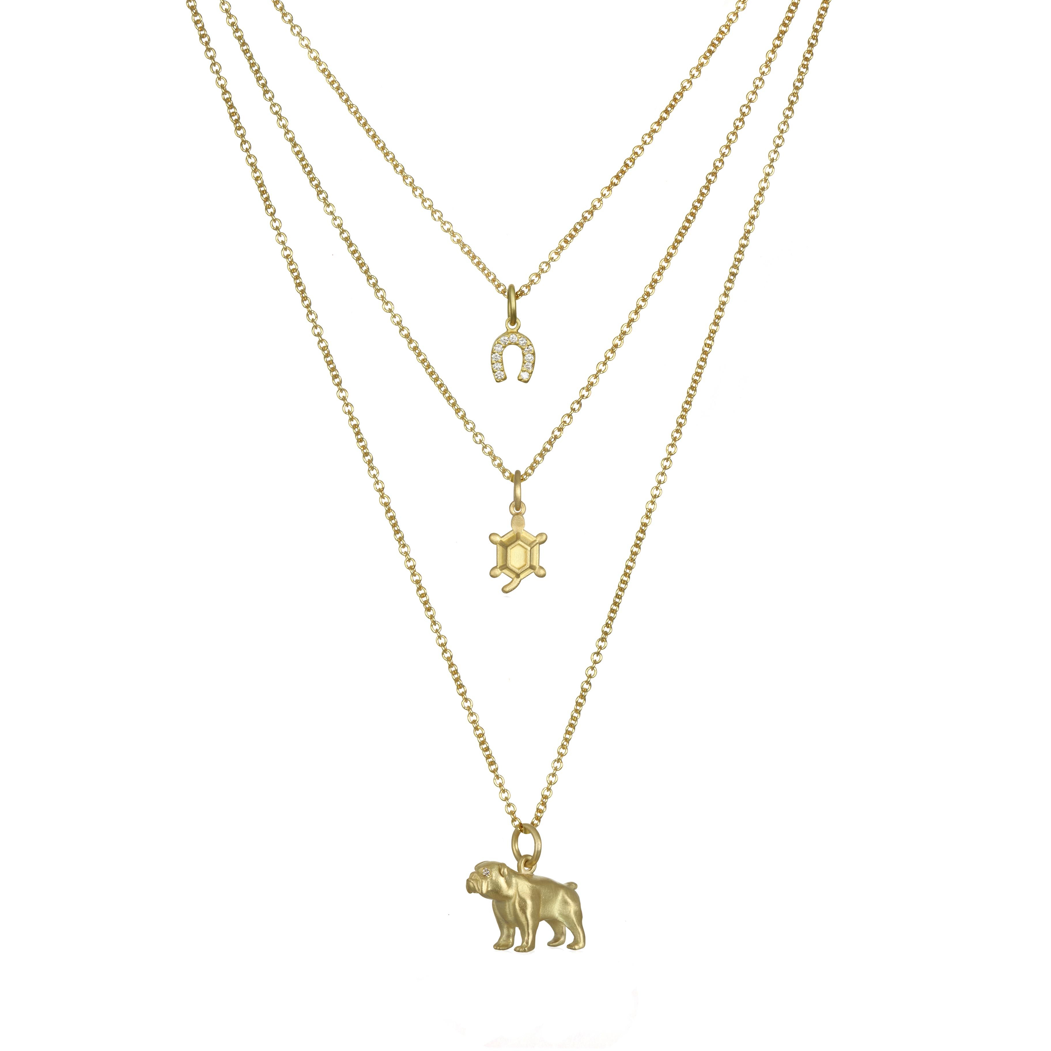 Modern Faye Kim 18 Karat Gold and Diamond Turtle Charm For Sale
