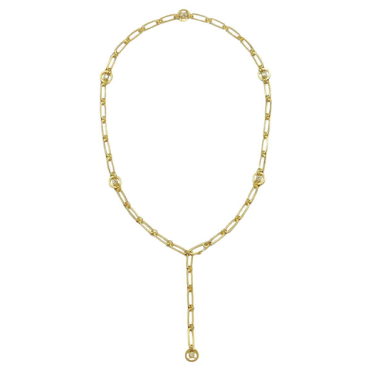 Lariat-Halskette aus 18 Karat Gold mit Papierclips und Diamanten von Faye Kim