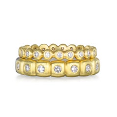 Faye Kim 18 Karat Gold and Platinum Diamond Cushion Bubble Ring